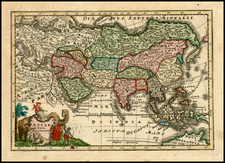 Asia and Asia Map By Adam Friedrich Zurner / Johann Christoph Weigel