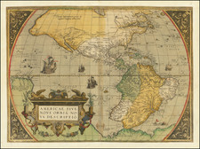 Western Hemisphere and America Map By Abraham Ortelius