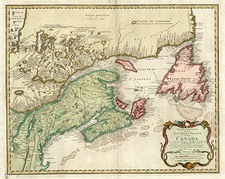 New England and Canada Map By Homann Heirs / Jacques Nicolas Bellin