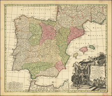 Spain Map By Matthaus Seutter