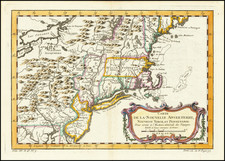 New England, Massachusetts, New York State, Mid-Atlantic and Pennsylvania Map By Jacques Nicolas Bellin