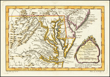 Maryland, Southeast and Virginia Map By Jacques Nicolas Bellin