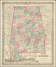 Alabama Map By Joseph Hutchins Colton