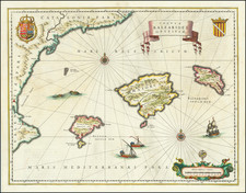 [ Majorca, Minorca & Ibiza ]  Insulae Balearides et Pytiusae By Willem Janszoon Blaeu