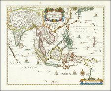 China, Japan, India, Southeast Asia, Philippines, Indonesia, Thailand, Cambodia, Vietnam and Australia Map By Pierre Mariette