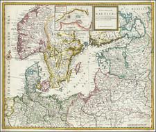 Baltic Countries, Scandinavia and Denmark Map By Herman Moll