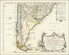 Partie La Plus Meridionale De L'Amerique, ou se Trouve Le Chili, Le Paraguay, et les Terres Magellaniques avec Les Fameux Detroits de Magellan et de Le Maire . . . 1720 By Nicolas de Fer