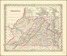 West Virginia and Virginia Map By Joseph Hutchins Colton