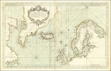 Polar Maps, Atlantic Ocean, Scandinavia and Eastern Canada Map By Jacques Nicolas Bellin