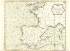 France, Spain and Portugal Map By Depot de la Marine