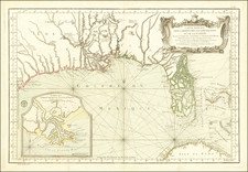 Carte Reduite Des Costes de la Louisiane et de la Floride Dressee au Depost des Cartes Plans et Journaux de la Marine  . . . MDCCLXIV By Jacques Nicolas Bellin