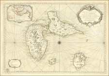 Carte Reduite Des Isles De La Guadeloupe Marie Galante et Les Saintes Dressee au Depost des Cartes Plans et Journaux de la Marine . . . Pour Ordre de M. Berryer Ministre et Secretaire d'Etat aiant le Departement de la Marine  . . . M DCC LIX By Jacques Nicolas Bellin