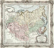 Asia, China, Japan, Korea and Russia in Asia Map By Louis Brion de la Tour