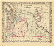 Idaho, Oregon and Washington Map By Joseph Hutchins Colton