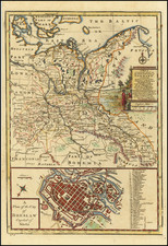 [Wroclaw Plan]  A New & Accurate Map of the North East part of Germany, containing the Dominions of the Electors of Saxony & Brandenburg [and] A Plan of the City of Breslaw Capital of Silefia By Emanuel Bowen