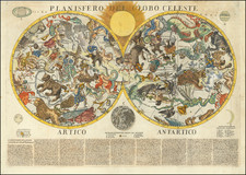 Planisfero Del Globo Celeste  [Heightened in Gold]   By Paolo Petrini