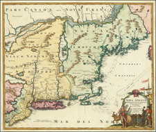 New England, New York State and Mid-Atlantic Map By Johann Baptist Homann