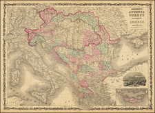 Hungary, Balkans, Turkey and Greece Map By Alvin Jewett Johnson  &  Benjamin P Ward