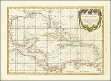 Florida and Caribbean Map By Giovanni Antonio Rizzi-Zannoni