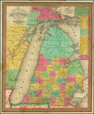 Michigan Map By Samuel Augustus Mitchell