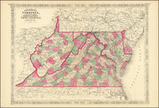 Maryland, Delaware, West Virginia and Virginia Map By Alvin Jewett Johnson