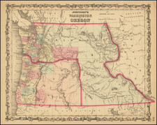 Idaho, Pacific Northwest, Oregon and Washington Map By Alvin Jewett Johnson  &  Benjamin P Ward