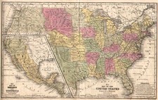 United States, Texas, Mexico and California Map By Samuel Augustus Mitchell