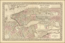 New York City Map By Samuel Augustus Mitchell Jr.