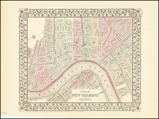 New Orleans Map By Samuel Augustus Mitchell Jr.