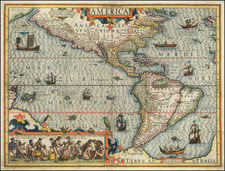 Western Hemisphere and America Map By Jodocus Hondius