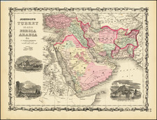 Middle East and Turkey & Asia Minor Map By Alvin Jewett Johnson  &  Ross C. Browning