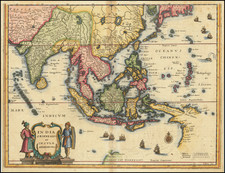 China, India, Southeast Asia, Philippines, Australia and Oceania Map By Matthaus Merian