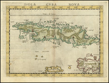 Cuba, Jamaica and Other Islands Map By Girolamo Ruscelli