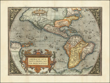 Western Hemisphere, North America and South America Map By Abraham Ortelius