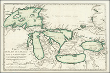 Midwest, Illinois, Michigan and Canada Map By Jacques Nicolas Bellin