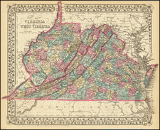 West Virginia and Virginia Map By Samuel Augustus Mitchell Jr.