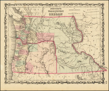 Idaho, Pacific Northwest, Oregon and Washington Map By Alvin Jewett Johnson  &  Ross C. Browning