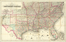 Mid-Atlantic, South, Southeast, Texas, Midwest and Southwest Map By G.W.  & C.B. Colton