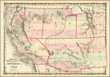 Southwest, Rocky Mountains and California Map By Alvin Jewett Johnson  &  Ross C. Browning