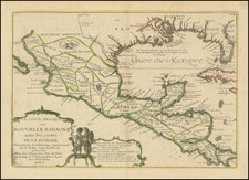 South, Texas, Southwest, Mexico and Central America Map By Nicolas de Fer