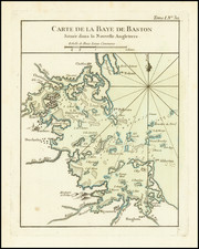 Massachusetts and Boston Map By Jacques Nicolas Bellin