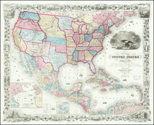 United States Map By Joseph Hutchins Colton