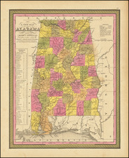 A New Map Of Alabama with its Canals, Roads, Distances from Place to Place, along the Stage & Steam Boat Routes . . .   By Samuel Augustus Mitchell