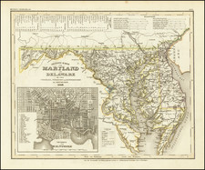 Neueste Karte von Maryland und Delaware . . . 1846 (Inset map of Baltimore) By Joseph Meyer