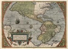 World, Western Hemisphere, South America and America Map By Abraham Ortelius