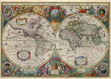 World and World Map By Henricus Hondius