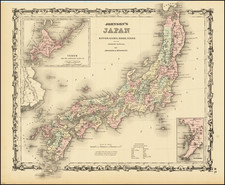 Japan Map By Alvin Jewett Johnson  &  Ross C. Browning