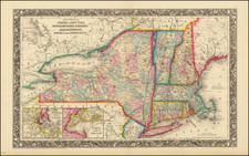 New England and New York Map By Samuel Augustus Mitchell Jr.