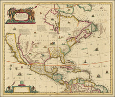 North America and California as an Island Map By Henricus Hondius