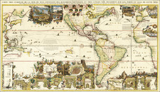 World, Atlantic Ocean, Pacific Ocean, North America, South America, Pacific, California as an Island and America Map By Henri Chatelain